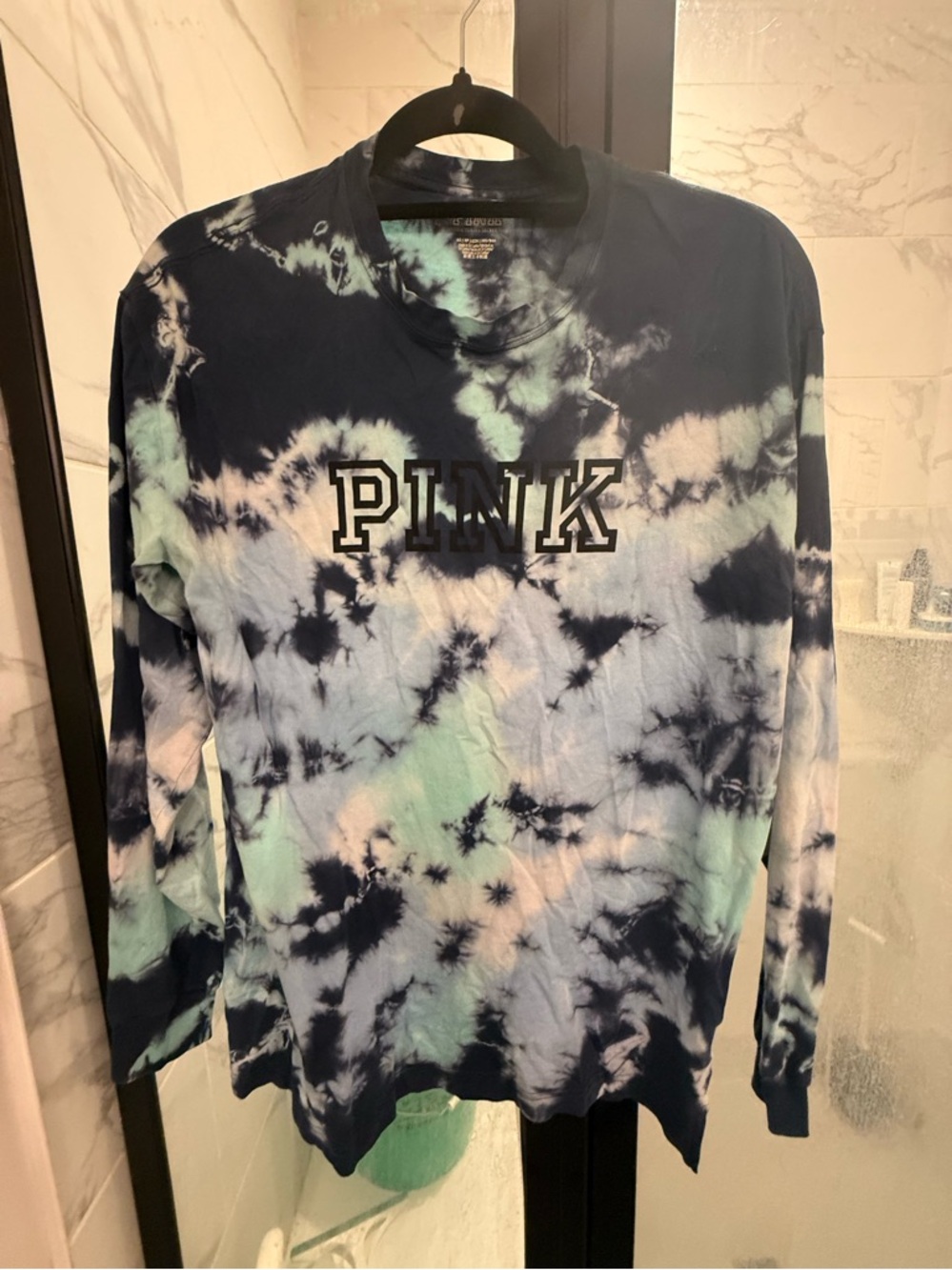 Victoria's Secret Tie-Dye Long Sleeve Shirt - Navy & Teal